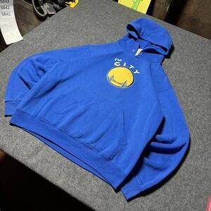 Vtg NBA Golden State Warriors Hoodie Hardwood Classics Fleece Logo‎ Pullover M